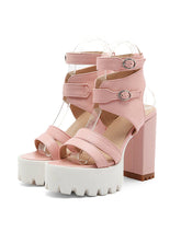 High Heels Cut-outs Damen Sandalen Open Toe Plateau